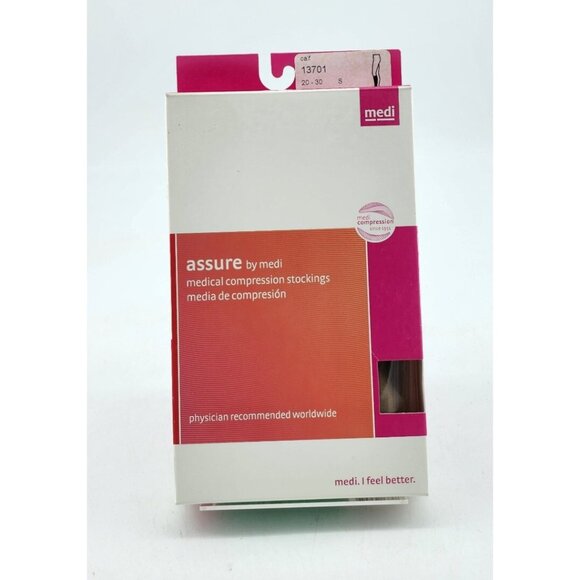 x3 Assure Medi Medical Compression Stockings Calf Closed Toe Beige 20-30 13701 S - Picture 10 of 14